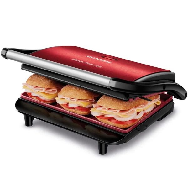 CHURRASQUERA PRESS GRILL MONDIAL RED CERAMIC