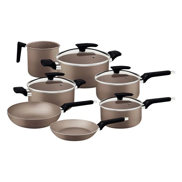 JUEGO DE OLLAS TRAMONTINA MILAZO BEIGE  7PZ T28599J