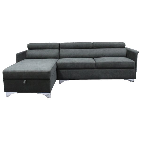 SOFA COUFA 2 CUERPOS + SECCIONAL CON BAUL TELA GRIS 818 J6248-17