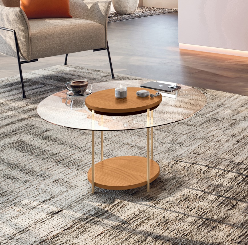 MESA DE CENTRO HB NUGAR SKY C/ TAPA DE VIDRIO CINAMOMO - EN CAJA